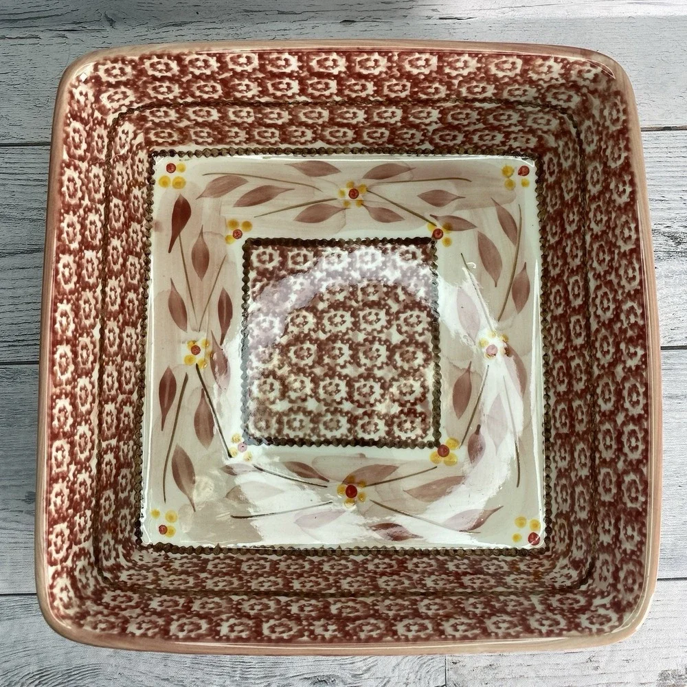 Temptations By Tara Old World Baking Serving Dish Square 10 Inch Cranberry